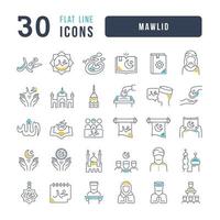Set of linear icons of Mawlid vector
