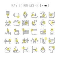 Set of linear icons of Bay to Breakers vector