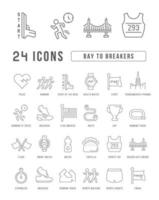 Set of linear icons of Bay to Breakers vector