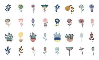 Set of Patterned Flowers vector