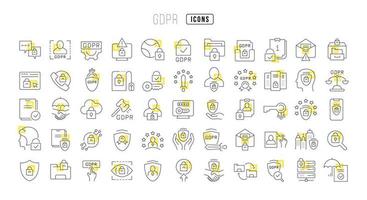 Set of linear icons of GDPR vector