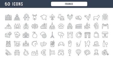 Set of linear icons of France vector