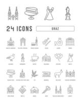 Set of linear icons of Graz vector