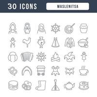 Vector Line Icons of Maslenitsa