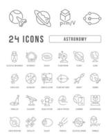 Set of linear icons of Astronomy vector