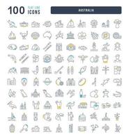 Set of linear icons of Australia vector