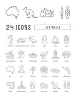 Set of linear icons of Australia vector