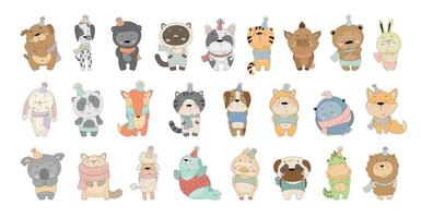 conjunto de animales de dibujos animados vector