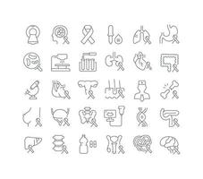 Set of linear icons of Cancer vector