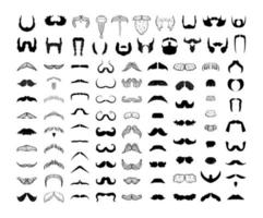 Set of Mustaches and Beards in Black vector
