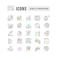 Set of linear icons of Genetic Engineering vector