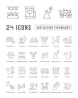 Set of linear icons of Agriculture Technology vector