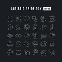 Vector Line Icons of Autistic Pride Day