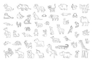 colección de animales en un estilo lineal vector