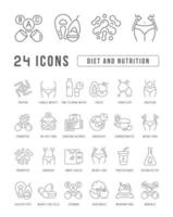 Set of linear icons of Diet and Nutrition vector