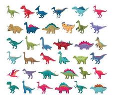 Collection of Multicolored Dinosaurs vector