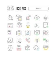 Set of linear icons of GDPR vector