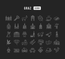 Set of linear icons of Graz vector