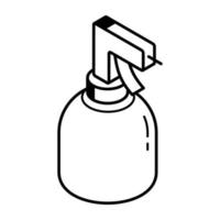 lavado de manos, icono del dispensador de jabón líquido en el diseño de línea. vector