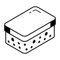 An isometric line icon of a sponge vector