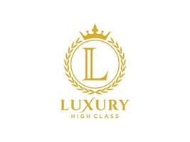 Letter L Antique royal luxury victorian calligraphic logo with ornamental frame. vector