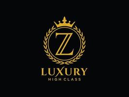Letter Z Antique royal luxury victorian calligraphic logo with ornamental frame. vector