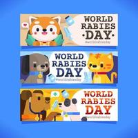 lindas mascotas y pancarta del día mundial de la rabia