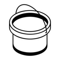 An isometric line icon of water bucket vector