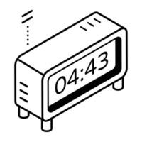 Trendy isometric line icon of digital clock vector