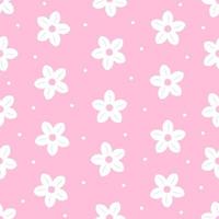 Seamless pattern white floral on pink background vector