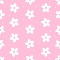 Seamless pattern white floral on pink background vector