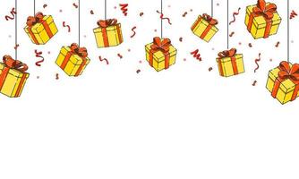 Falling gift boxes, hang gift boxes. Valentine's day celebrate. Merry Christmas and Happy New Year celebrate vector