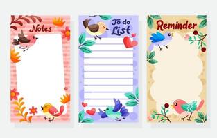 Journal Template Pages with Hand Draw Bird Theme vector