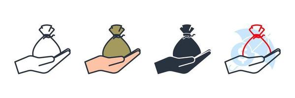 ilustración de vector de logotipo de icono de bolsa de dinero. plantilla de símbolo de finanzas para la colección de diseño gráfico y web