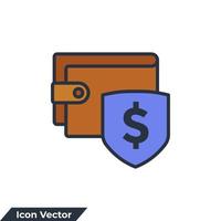 Ilustración de vector de logotipo de icono de billetera de protección. plantilla de símbolo de pagos de seguridad para la colección de diseño gráfico y web