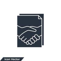 contract icon logo vector illustration. Business contract handshake symbol template for graphic and web design collection