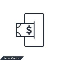 Ilustración de vector de logotipo de icono de banca móvil. plantilla de símbolo de dinero de transferencia móvil para la colección de diseño gráfico y web