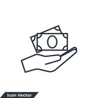 Money on hand icon logo vector illustration. finance symbol template for graphic and web design collection