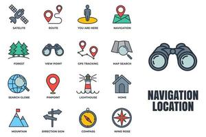 Set of Navigation location icon logo vector illustration. location pack symbol template. home, pinpoint, direction sign, compass and more for graphic and web design collection