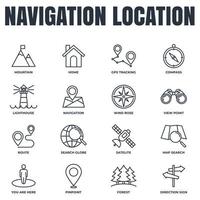 Set of Navigation location icon logo vector illustration. location pack symbol template. home, pinpoint, direction sign, compass and more for graphic and web design collection