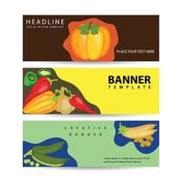 banner horizontal para el anuncio del festival de la cosecha con verduras frescas. conjunto de banners ilustración vectorial vector