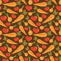Seamless pattern with hand drawn red and green fruits, berries, vegetables. vector