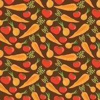 Seamless pattern with hand drawn red and green fruits, berries, vegetables. vector