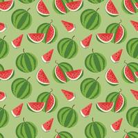 Pattern of sweet juicy pieces watermelon, watermelon slices with seed Vector background. Seamless pattern texture design.