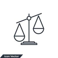 Justice scales icon logo vector illustration. Judgement scale symbol template for graphic and web design collection