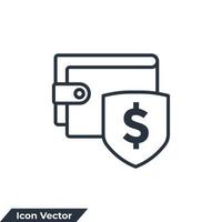 Ilustración de vector de logotipo de icono de billetera de protección. plantilla de símbolo de pagos de seguridad para la colección de diseño gráfico y web