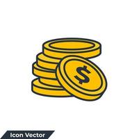 ilustración de vector de logotipo de icono de moneda. plantilla de símbolo de monedas apiladas de dinero para la colección de diseño gráfico y web