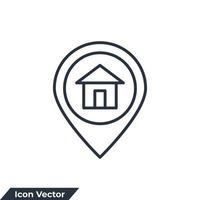 Ilustración de vector de logotipo de icono de dirección. plantilla de símbolo de ubicación de inicio para la colección de diseño gráfico y web