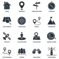 Set of Navigation location icon logo vector illustration. location pack symbol template. home, pinpoint, direction sign, compass and more for graphic and web design collection