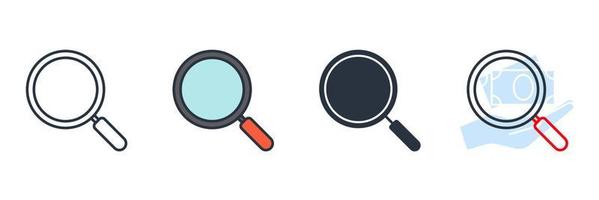 search icon logo vector illustration. Magnifying glass symbol template for graphic and web design collection